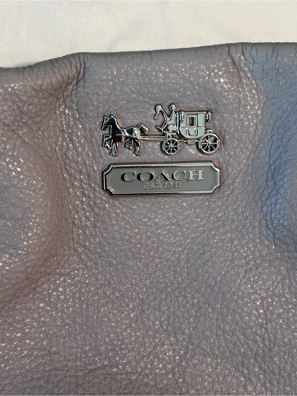 Coach Gray Pebbled Leather Shoulder Bag - Picture 6 of 13